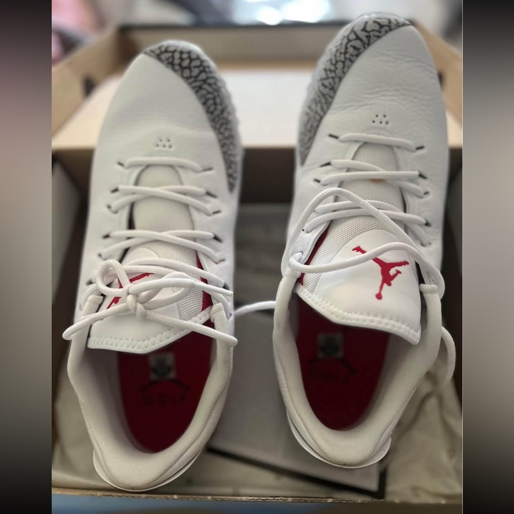 Nike Jordan ADG Golf Shoes White Cement Fire Red AR7995-100 Men's Size 10.5
